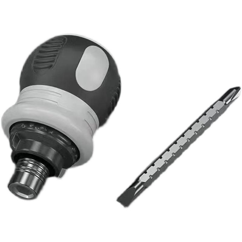Dual-use Telescopic Ratchet Screwdriver with Double-ended Slotted and Phillips Bits