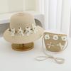 Straw Hat 2pcs Suit Cute and Shoulder Bag Girls Cartoon Bear Children Sun Hat Bag Set Spring Beach Hats For BoyGirl Kid Brim Cap