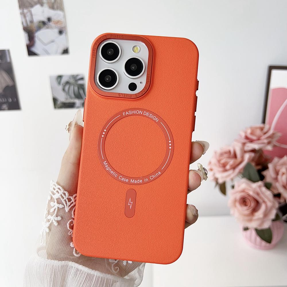 KEYSION Matte Leather Texture Hard PC Phone Case for MagSafe for iPhone 13 14 Pro Max 14 Plus Magnetic Shockproof Back Cover