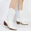DoraTasia Retro Embroidered Cowgirl Ankle Western Pointed Toe Chunky Mid Heel Leisure All Match For Woman