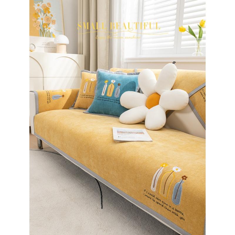 Nordic Simple Sofa Cushion Four Seasons Universal Non-Slip Sofa Cover Chenille High-End Cushion Backrest Towel Cover Cloth