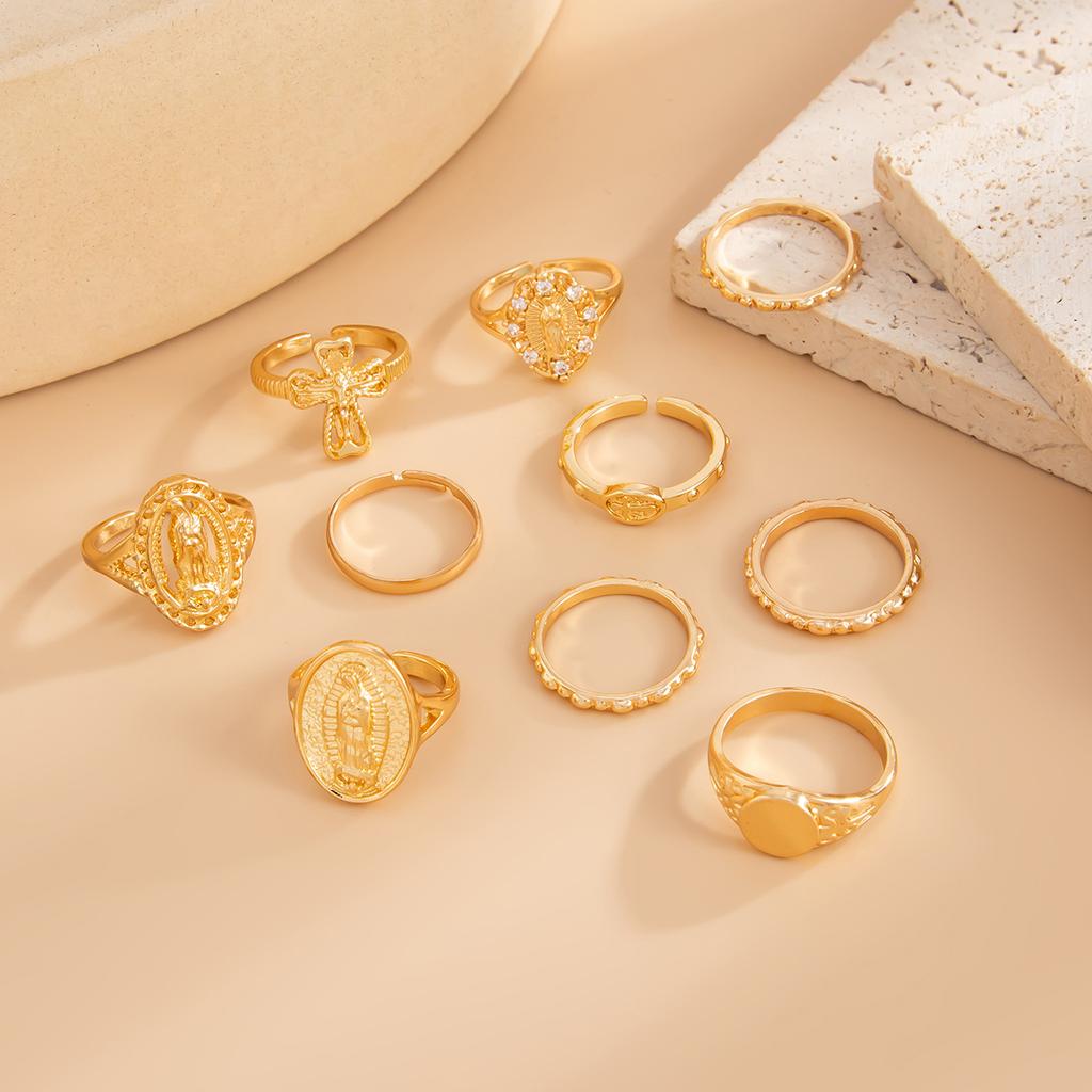 10 ks/sada Elegantní prsteny na prsty s nepravidelnou geometrií pro ženy Romantické svatební šperky Doplňky Zlatá Stříbrná barva Hip Hop Punk Nastavitelné sady prstenů na klouby