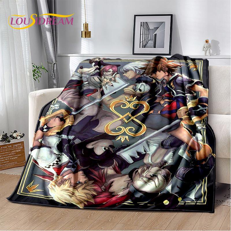 Weiche Plüschdecke mit 3D-Cartoon-Motiv „Kingdom Hearts“, Flanelldecke, Überwurfdecke für Wohnzimmer, Schlafzimmer, Bett, Sofa, Picknick, Kindergeschenk