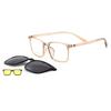 3-in-1 Square Ultralight TR90 Men's Polarized Clip-On Sunglasses & Night Vision Lightweight Durable Glasses Frames for Driving
