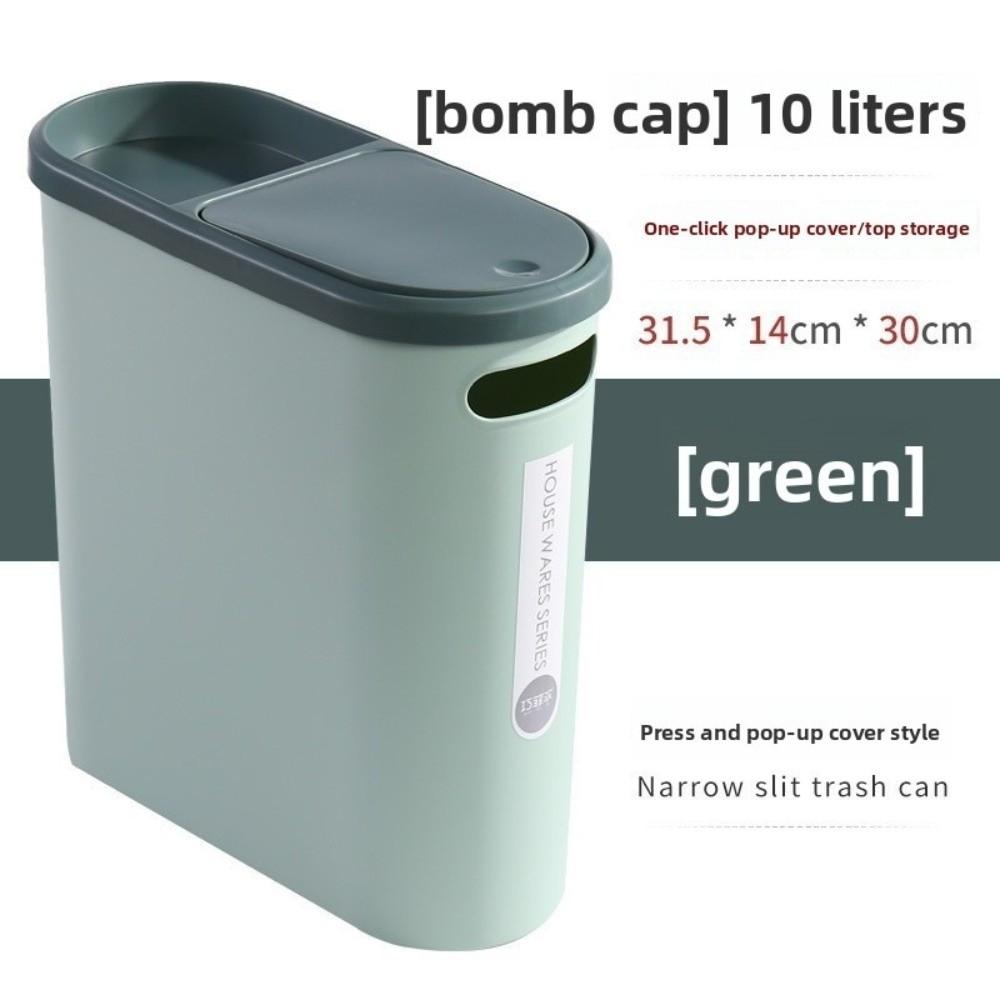 10L Trash Can Plastic Rubbish Bin Creative Semi Automatic Garbage Bin  Small Bathroom Storage