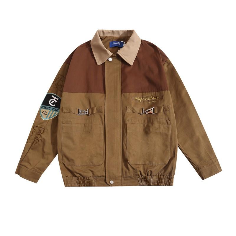 Vintage Americana Baseball Jacket Men Women - Embroidered Streetwear Oversized Workwear Coat Fall