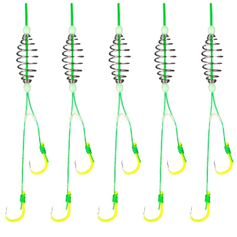 5 Pairs/Lot Double Barbed Hooks Carbon Steel Fishing Hook with PE Line Anti-winding Bighead Carp Anti-tangle Explosion Hooks