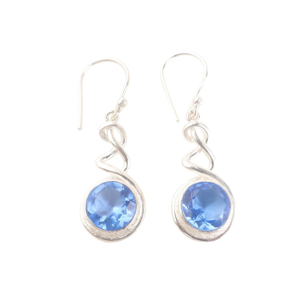 Genuine Tanzanite Gemstone 925 Sterling Silver Jewelry Designer Earrings 1.67" CE-14-2