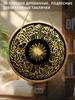 Circular Arabic Calligraphy Black Gold Round Wooden Hanging Sign, 2D Flat Printed Islamic Wall Door Ornament, Ramadan Eid Religious Home Decor Gift