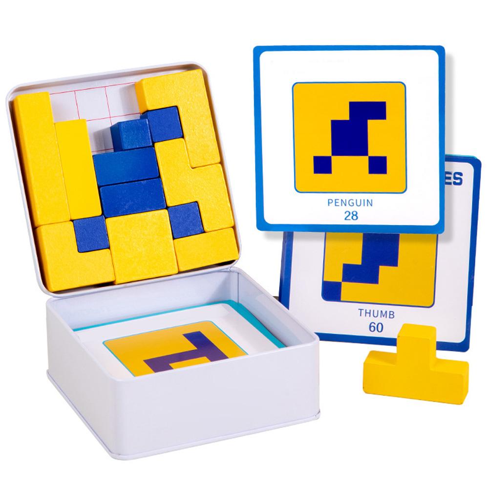 Wooden Block Puzzle With Storage Box Hidden Building Block Puzzle Toy Educational Logical Thinking Training Game Gifts For Kids