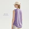 Slub yarn breathable yoga vest women's loose round neck sleeveless sports top hem drawstring yoga blouse