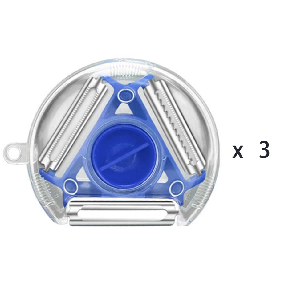 1 Stück 3-in-1 Magic Trio Sparschäler Set Hobel Raspel Schäler Julienne Schneider Multi-Schälmesser Zester Reibe Küchenwerkzeug