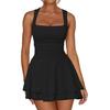 2025 Women's Square Neck Pleated Waist Mini Dress