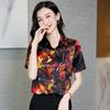 Summer 2025 Mulberry Silk Top: Hangzhou Short-Sleeve Dress for Middle-Aged Women, Printed Design, Large Size