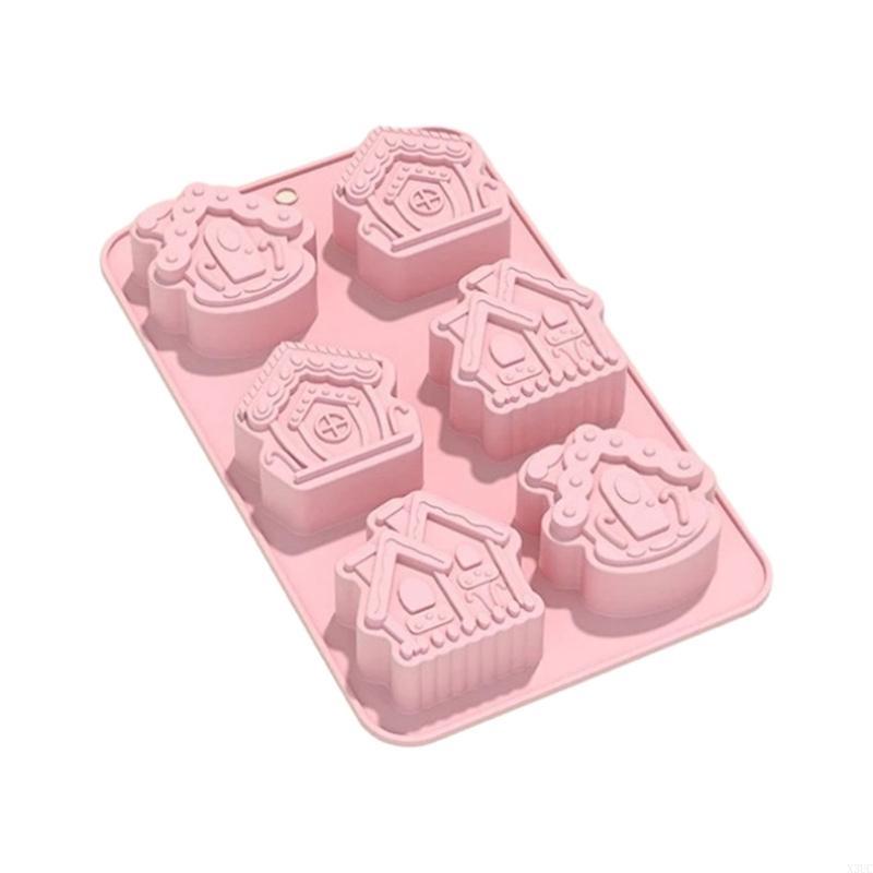 

6-Cavity Heart/House Silicone Mold Fondant Chocolate Mold Cake Decorating Tool X3UC