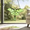 Green Insect Window Hanging Stained Glass Style Hanging, Acrylic Moth Suncatcher, Decorative Pendant with Transparent Art Metal Chain, Ornament