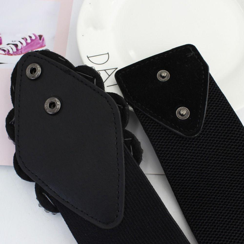 Flower Women Waistband Korean Style Rhinestone Waist Belt Simple Elastic Cummerbunds  Sweater