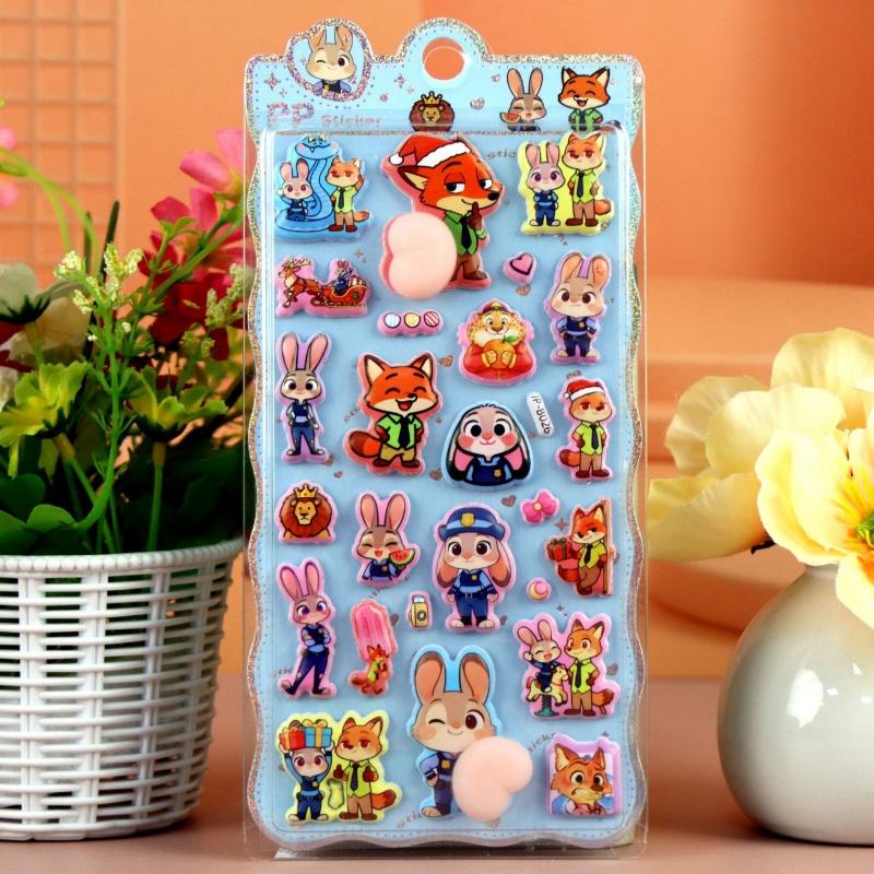 Mixed 4 Pcs3D Zootopia Stickers Cute Diy Phone Case Decorations Children'S Toy Hand Account Stickers  Gift
