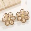 Elegant Flower Earrings With Full Rhinestones For Party And Evening Wear