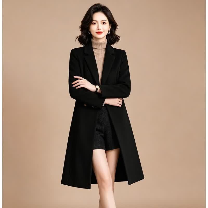 Women's Double-Breasted Lapel Long Coat