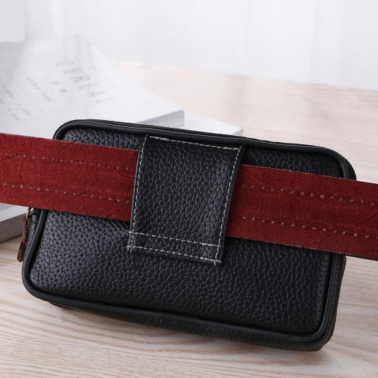 Borsa A Tracolla In Pelle Per Cellulare Uomo - Fondina Con Clip Da Cintura, Marsupio Porta Cellulare Nero, 18x11,5x3 Cm, Con Tracolla Regolabile - 4