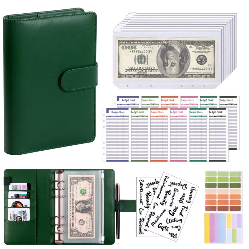 A6 Budget Binders Planner 6 Hole 8 Zipper Envelopes 2 Stickers in One NoteBook Wallet For Save Money Organizer Cash System