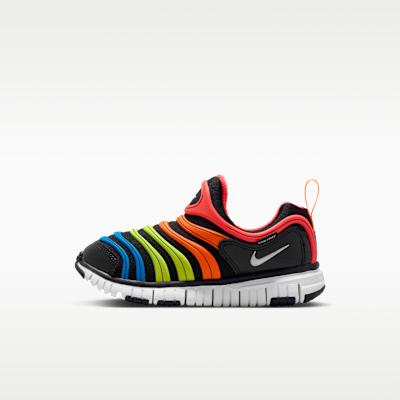 Nike Dynamo Free Breathable Low top Kids Lifestyle Shoes Black Orange 28