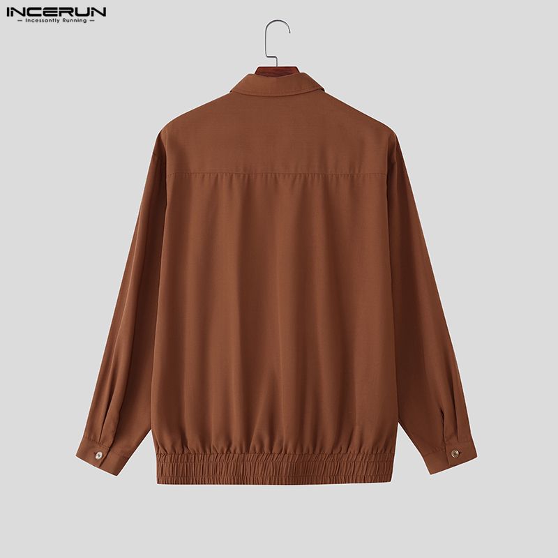 INCERUN Spring Men Lapel Neck Long Sleeve Buttons Casual Loose Thin Jackets Coats