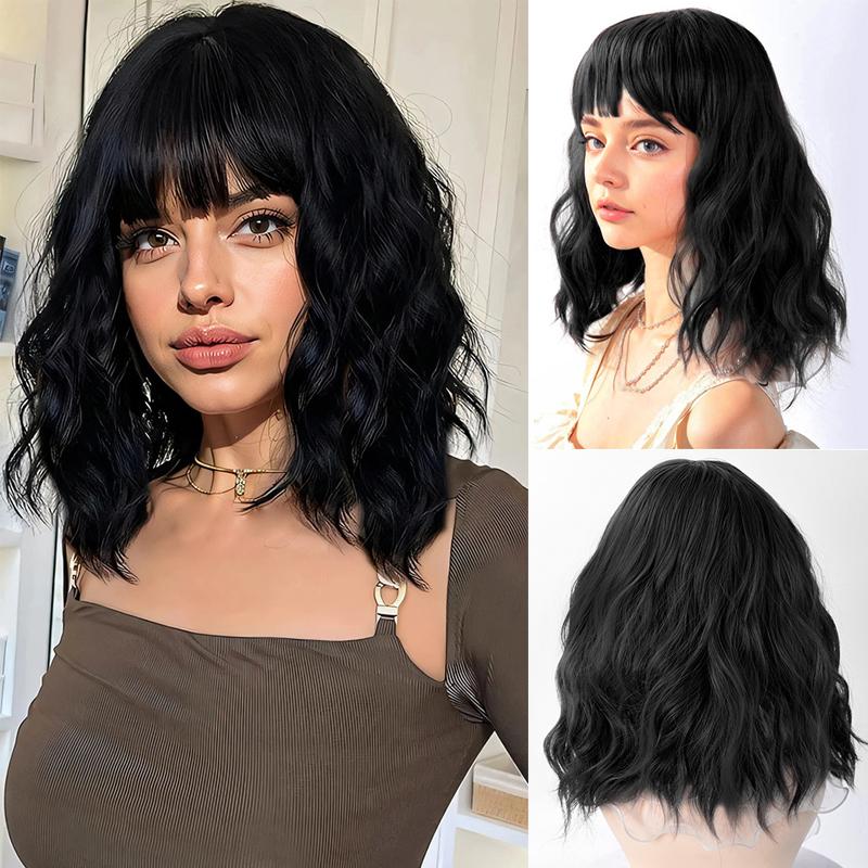 14Inch Pink Wig for Women Short Wavy Pastel Pink Wigs with Lace Shoulder Length Middle Part Curly Wavy Wig