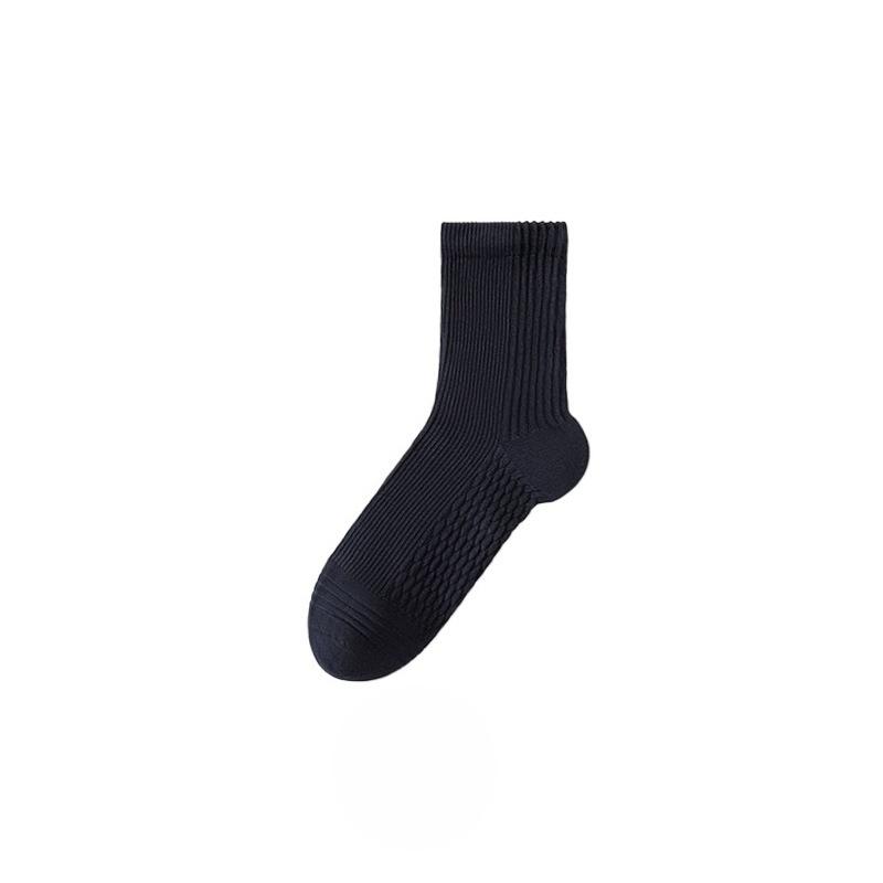 Male Spring and Autumn All Purpose Pure Color Massage Bottom Comfortable Boneless Antibacterial Deodorant Sports Tube Socks