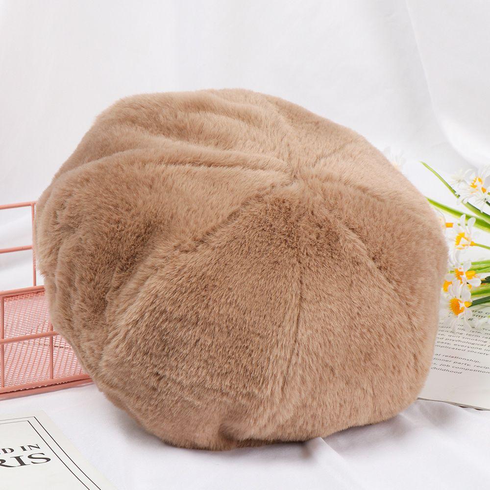 Fashion Plush Pure Color Vintage Ladies Beret Classic Female Bonnet