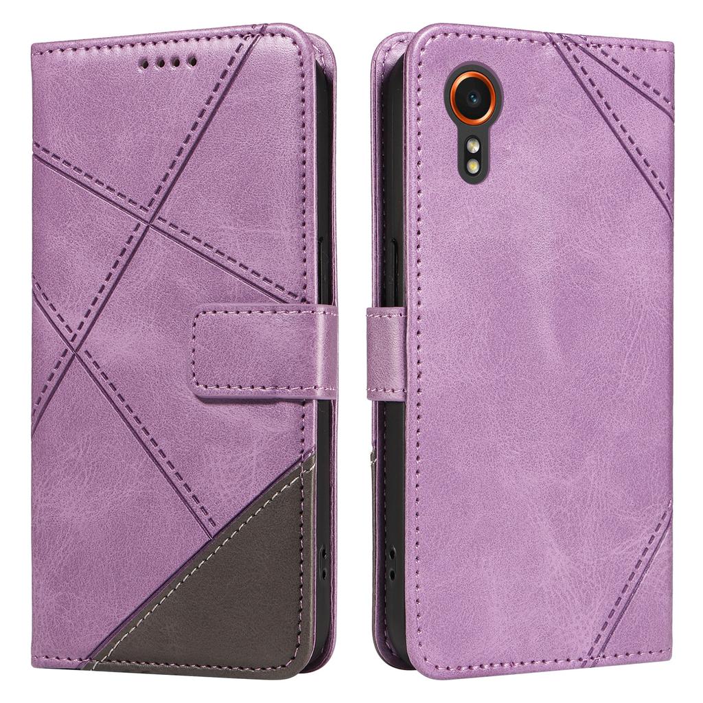 For Samsung Galaxy Xcover7 Case Shockproof Geometric Line Leather Phone Cover Card Holder