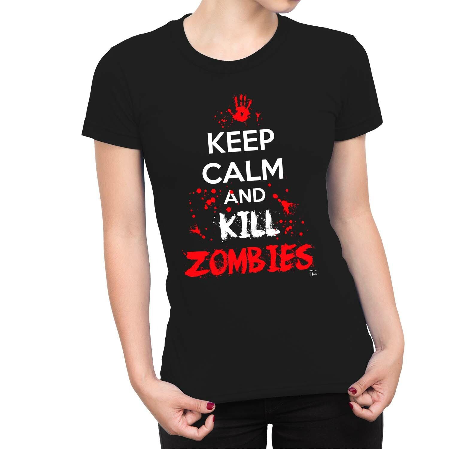 1Tee Womens Keep Calm and Kill Zombies T-Shirt XXL