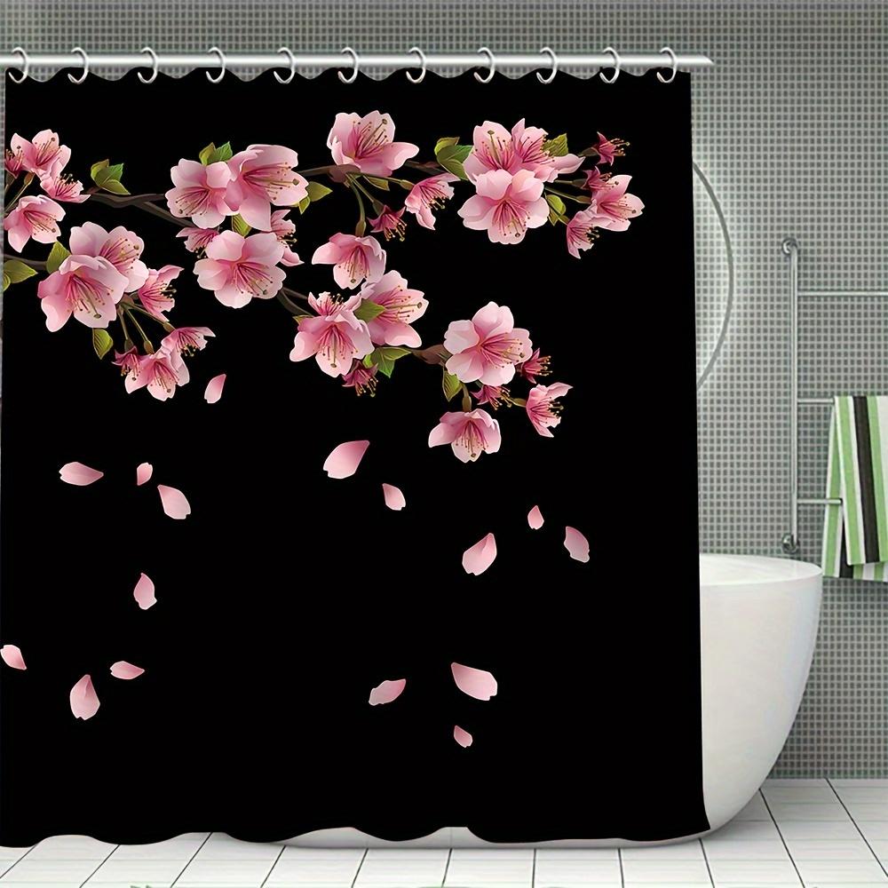 1/4pcs Luxury Plum BlossomWaterproof Shower Curtain Set Decorative Bathroom Set Non-Slip Carpet Toilet Cover Bath Mat And 12 Hooks