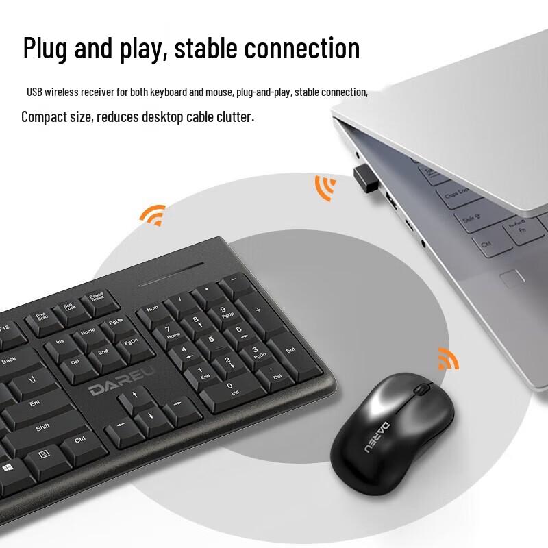 DAREU LK186T Wireless Spill-Resistant Keyboard and Mouse Combo