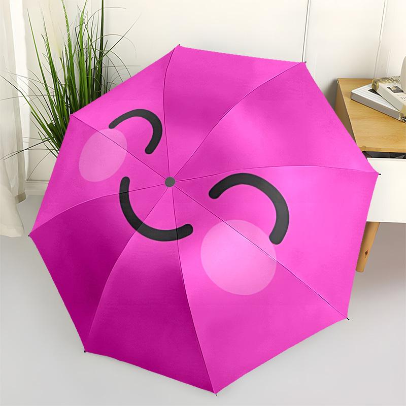 1pc Happy Pink Face Automatic Open/Close Umbrella - Compact Travel Umbrella, Gift for Birthday, Holiday Yy260106052