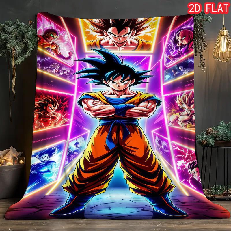 Dragon Ball Theme Blanket Skin-friendly Plush Fabric Comfortable Warm Throw for Kids Adults Anime Fans THW