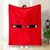 A Red Background with Narrowed Cartoon Eyes and a Minimalistic Face. for All Seasons Blanket Lunch Break Throw Gift
