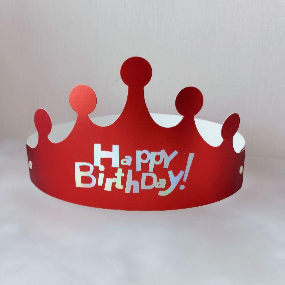 Adjustable Happy Birthday Hat Red Paper King Hats Fashion Party Hat