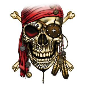 T-Shirt S to 2xl 3xl - PIRATE SKULL red bandana fun humor adult S разноцветный