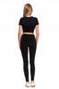 Long Women's Leggings High Waist Ribbed Sport Fit MORAJ L/XL BLACK