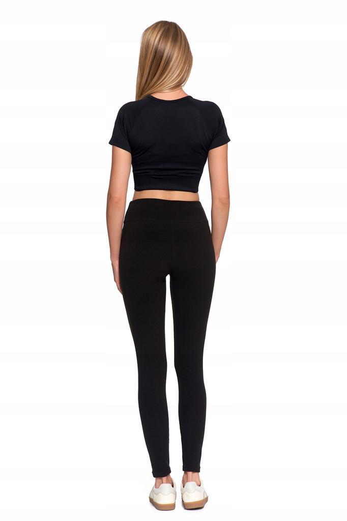 Long Women's Leggings High Waist Ribbed Sport Fit MORAJ L/XL BLACK