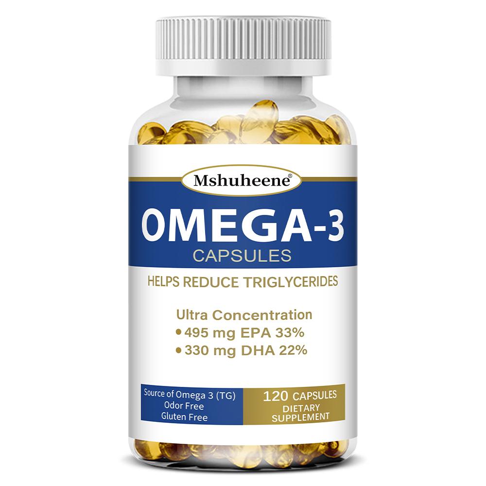 Mshuheene Omega-3 Capsules, 120 Count, Ultra Concentration, 495 mg EPA, 330 mg DHA, Gluten Free