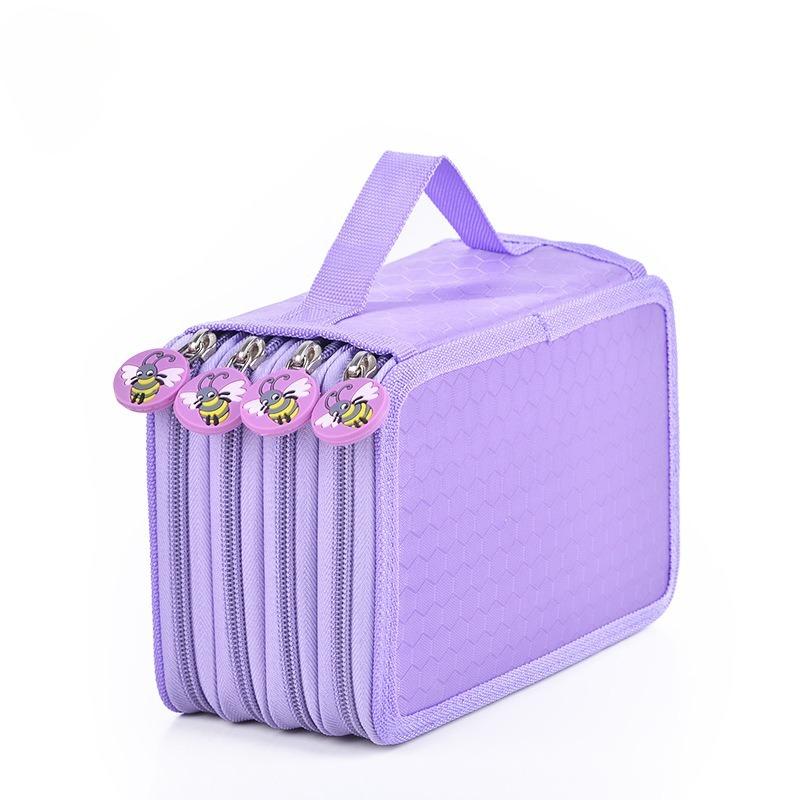 Large Capacity Portable Pencil Case Fashion Oxford Colored Pencil Bags Large 72 Slots Pencil Organizer Multiple Zipper Pockets фиолетовый