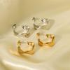 Gold Color Stainless Steel Earrings For Women Spring Curved Half Hoop Pierce Drop Stud