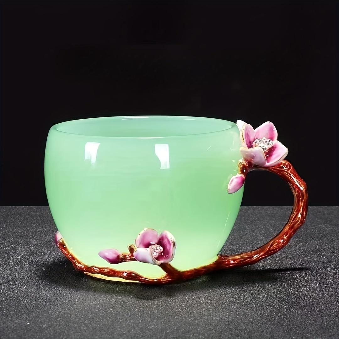 

Глазурованная стеклянная чашка в винтажном стиле с ручкой — идеально подходит для всех сезонов Идеально подходит для домашнего декора и подарков 1 шт. 150ML