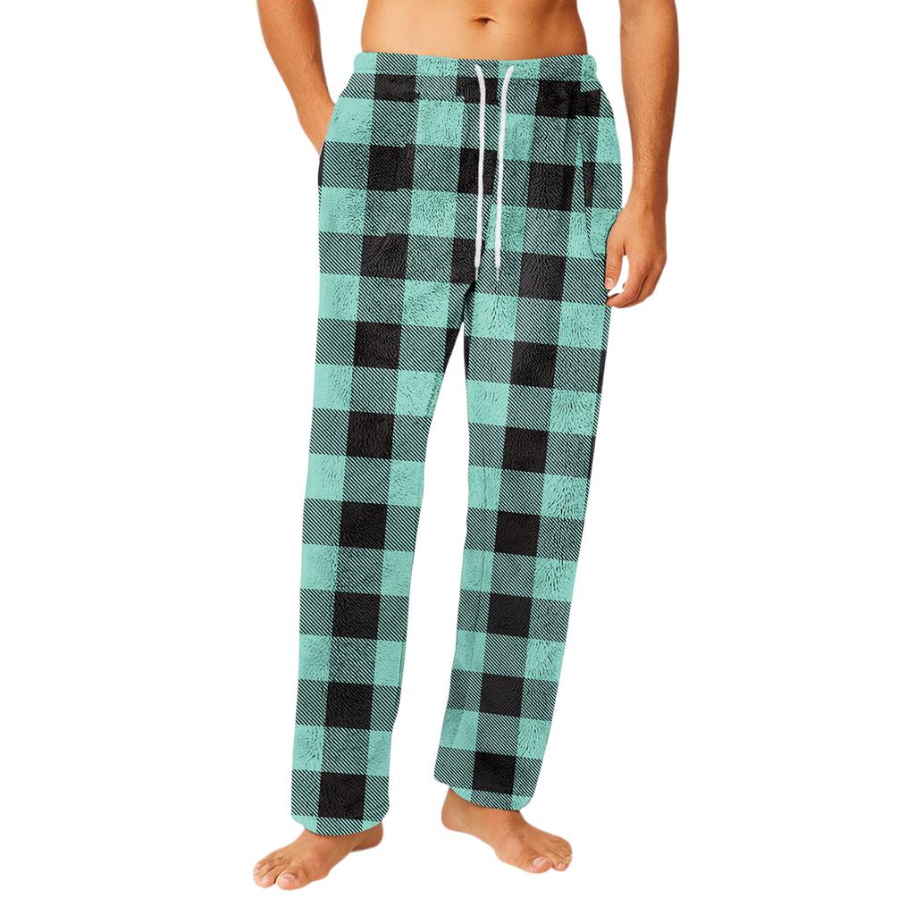 Herren Kordelzug Tasche Flanellhose Homewear Schlafhose