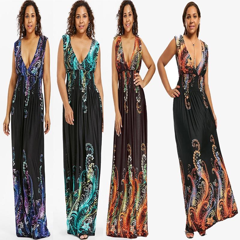 Elegant Women Dress Sleeveless V Neck Evening Party Gown Maxi Long Dress