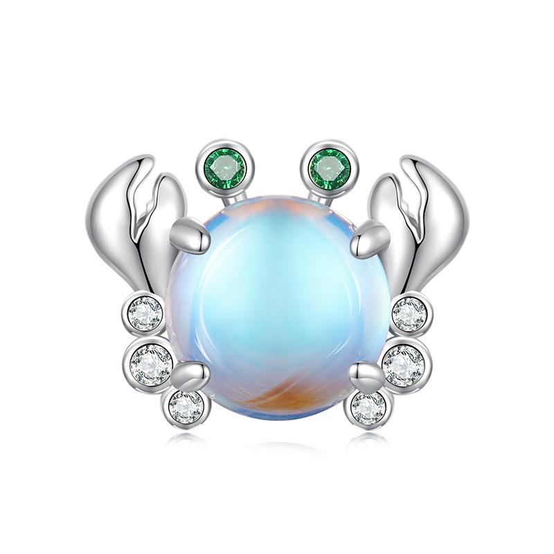 BAMOER 925 Silver Dreamy Oecan Series Dazzling Crab Beads Seahorse Pendant Charms for Women Bracelet and Necklace DIY