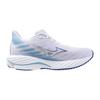 Mizuno Wave Rider 28 Running Thick White x Blue x 2E Shoes, Jogging, Marathon, Training, Sports, Lightweight, Resilient, Sole, Women's, Blue, 23.5 cm,